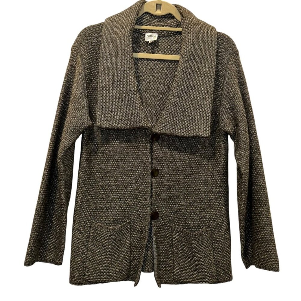 giorgio armani gray textured unique collar sweater jacket 10